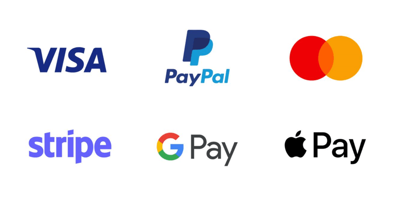 We accept Visa, Mastercard, American Express, Apple Pay, Google Pay